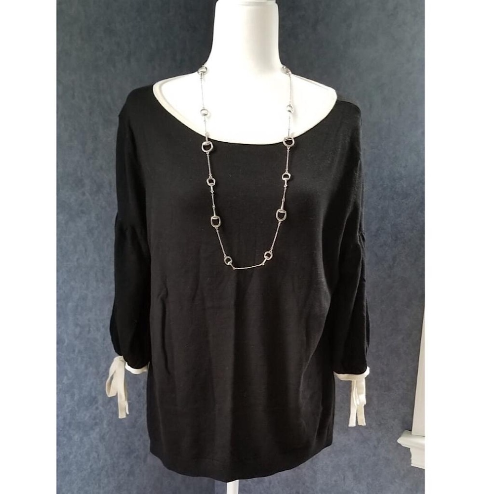 Talbots Two-Tone Pullover Sweater with Bows